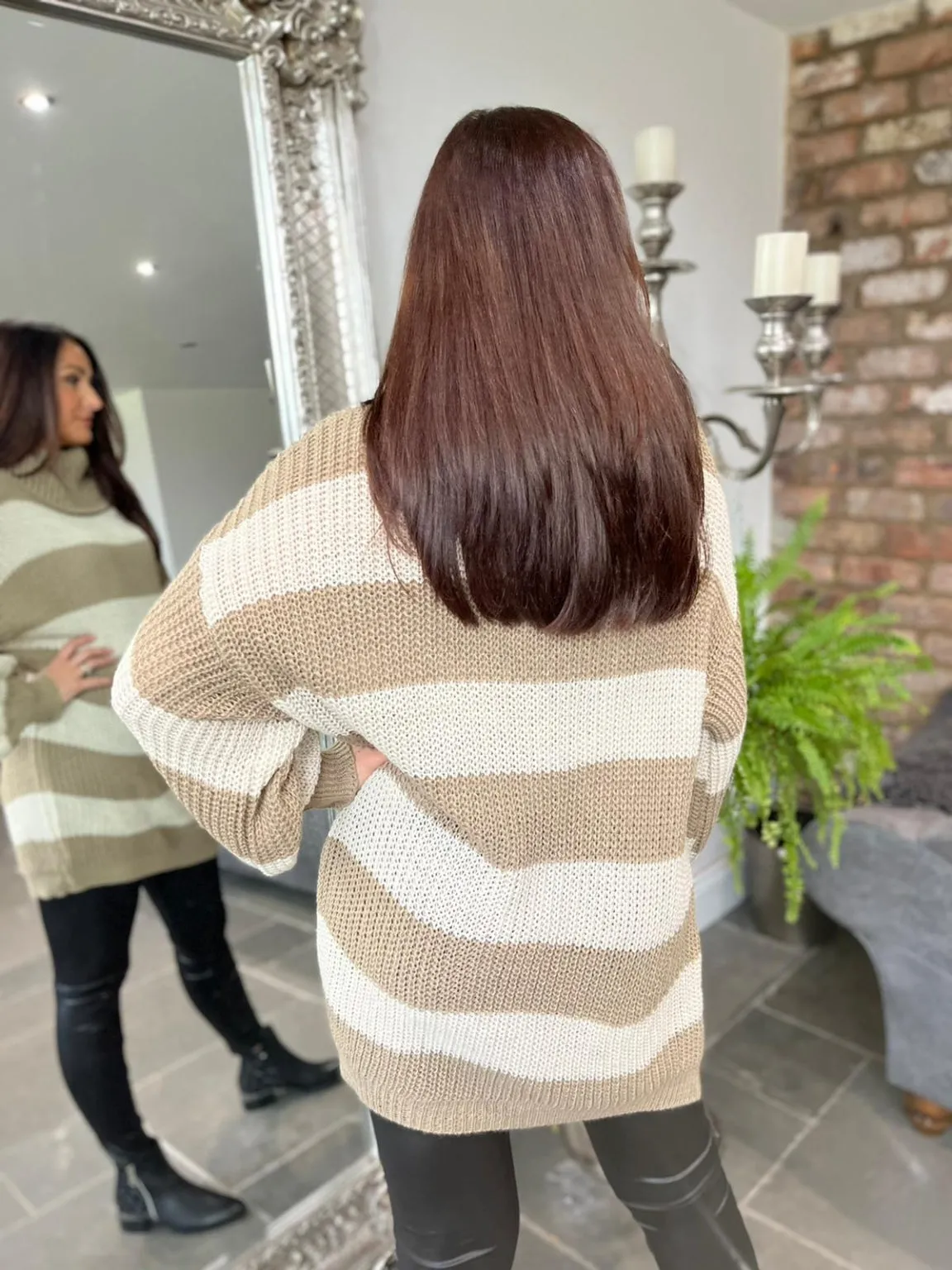 Kendall Stripe Cowl Neck Jumper