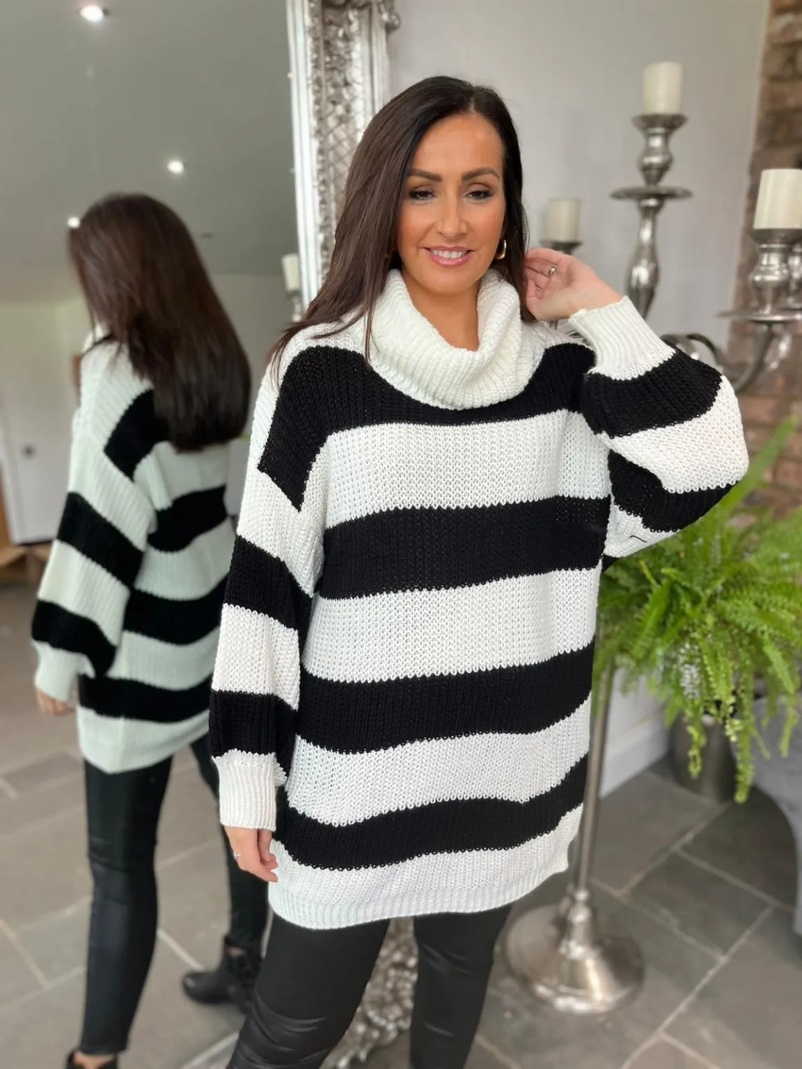 Kendall Stripe Cowl Neck Jumper