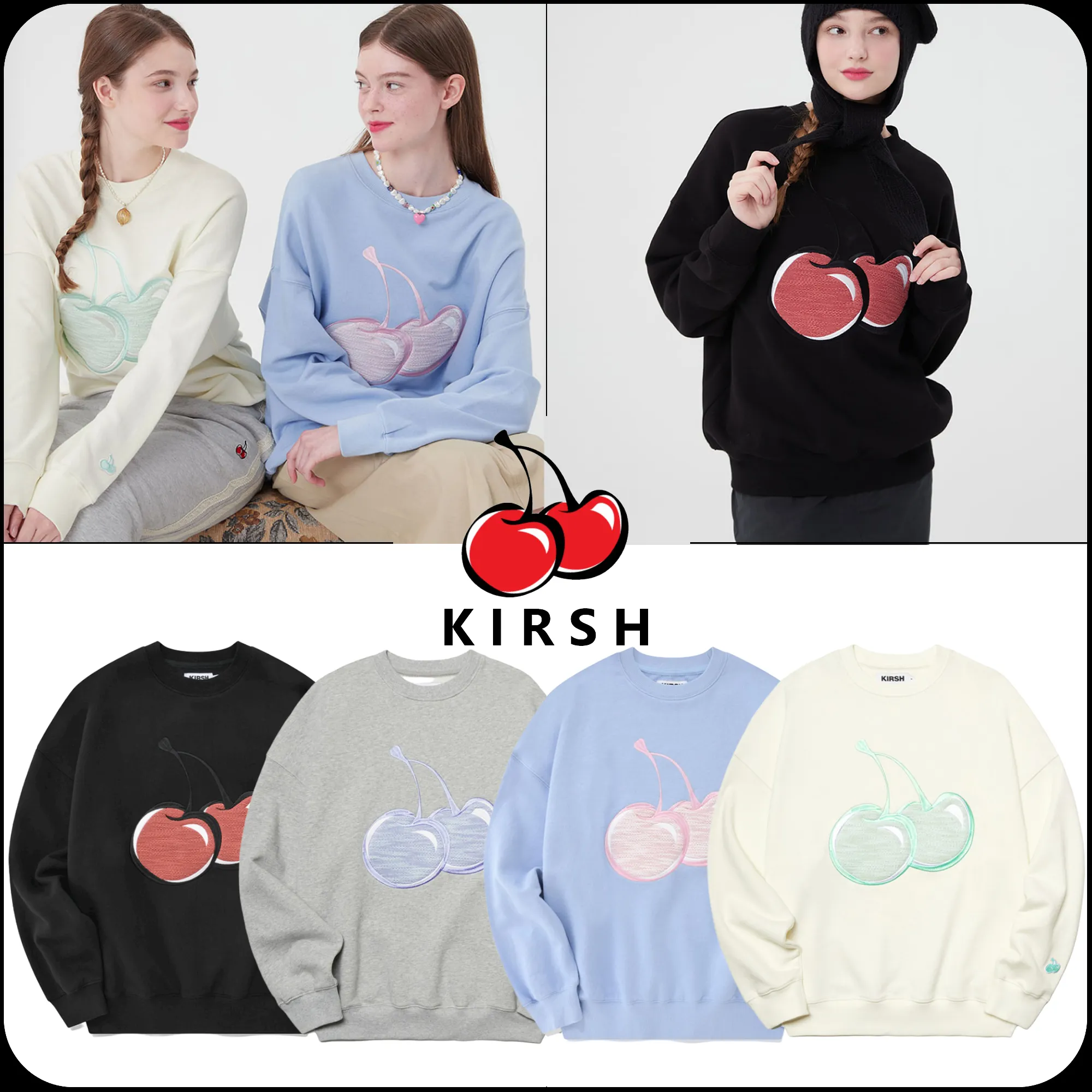 Kirsh | Knit Big Cherry Sweatshirt