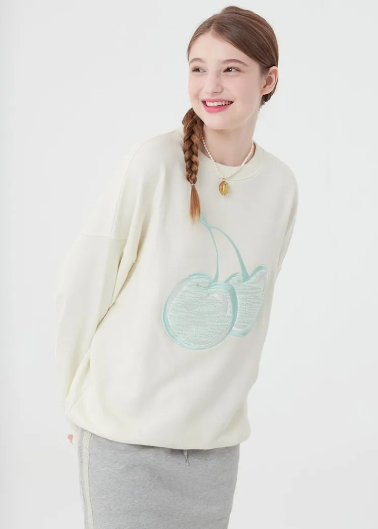 Kirsh | Knit Big Cherry Sweatshirt