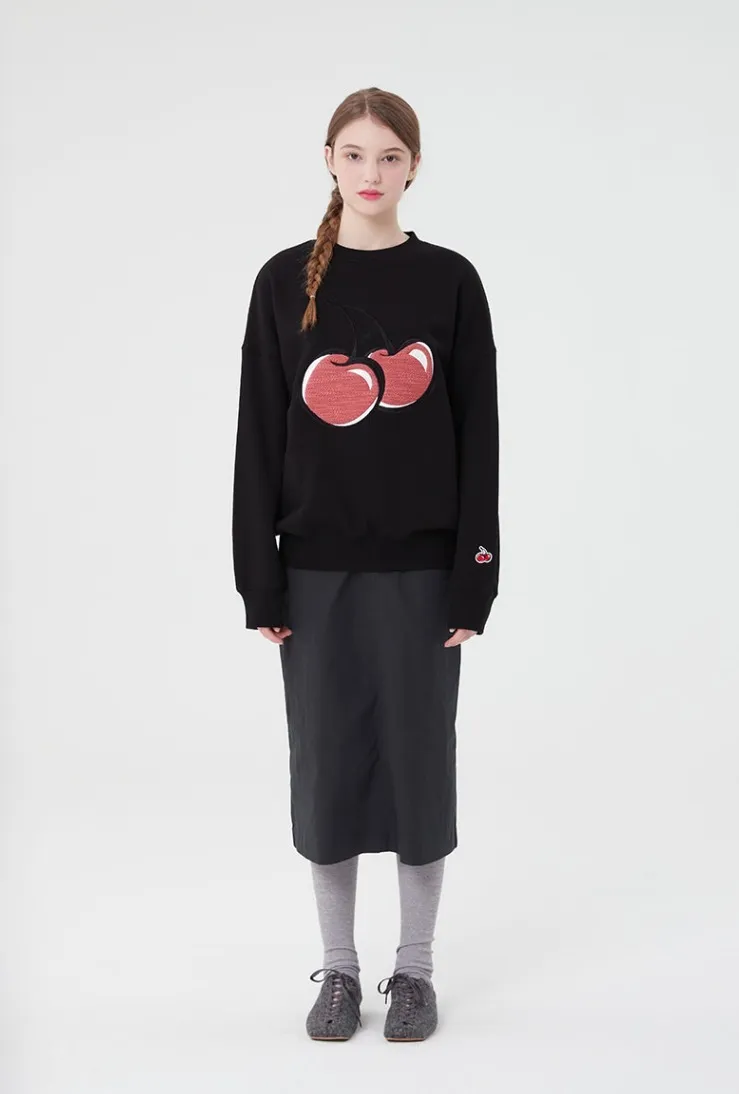 Kirsh | Knit Big Cherry Sweatshirt