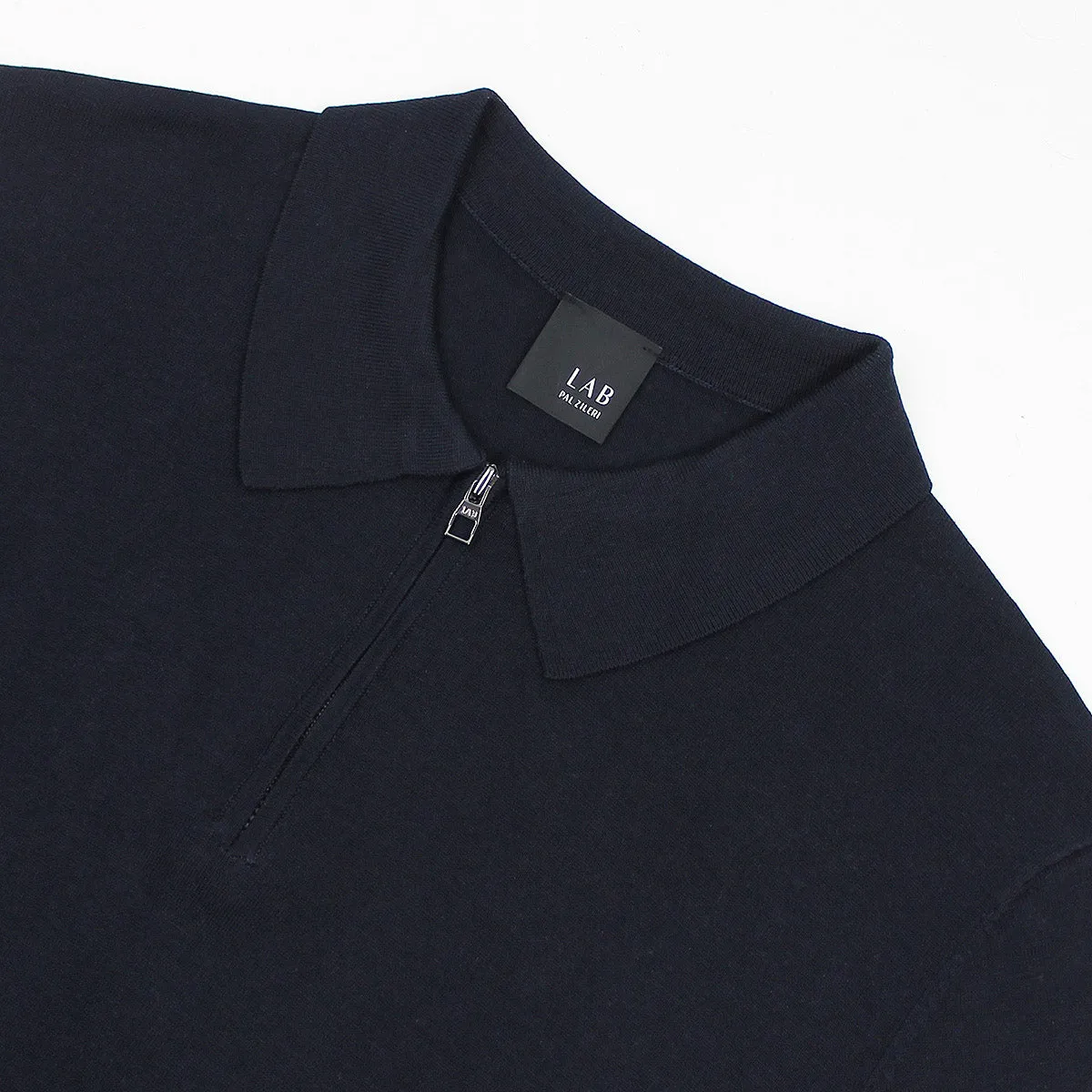 Knitted Silk/Cotton Polo Shirt - Navy | Pal Zileri