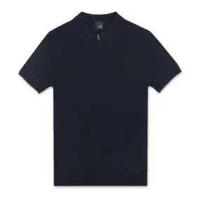 Knitted Silk/Cotton Polo Shirt - Navy | Pal Zileri