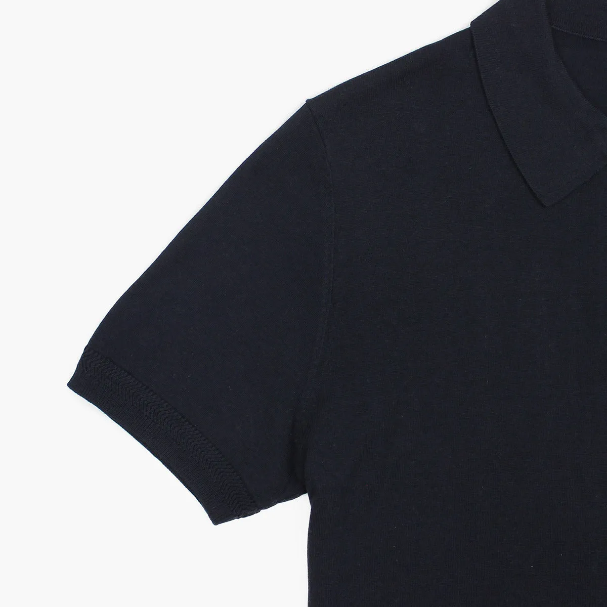 Knitted Silk/Cotton Polo Shirt - Navy | Pal Zileri