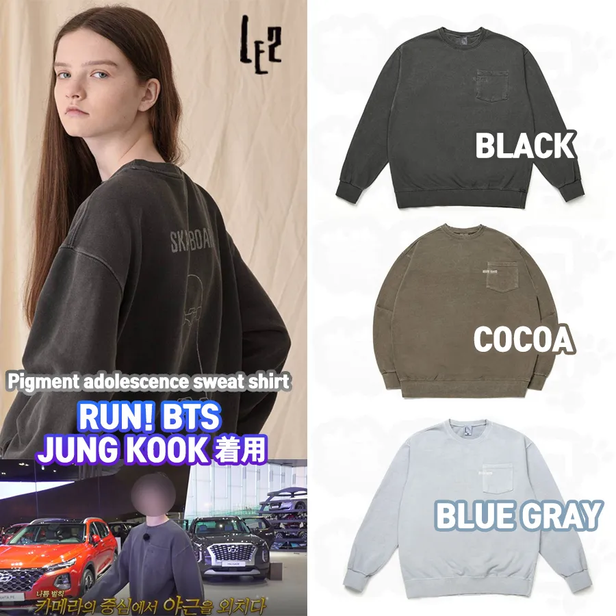 LE2 Jungkook BTS Pigment sweatshirt with skate board design