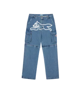 Light Blue Denim Cargo Pants - Running Dog