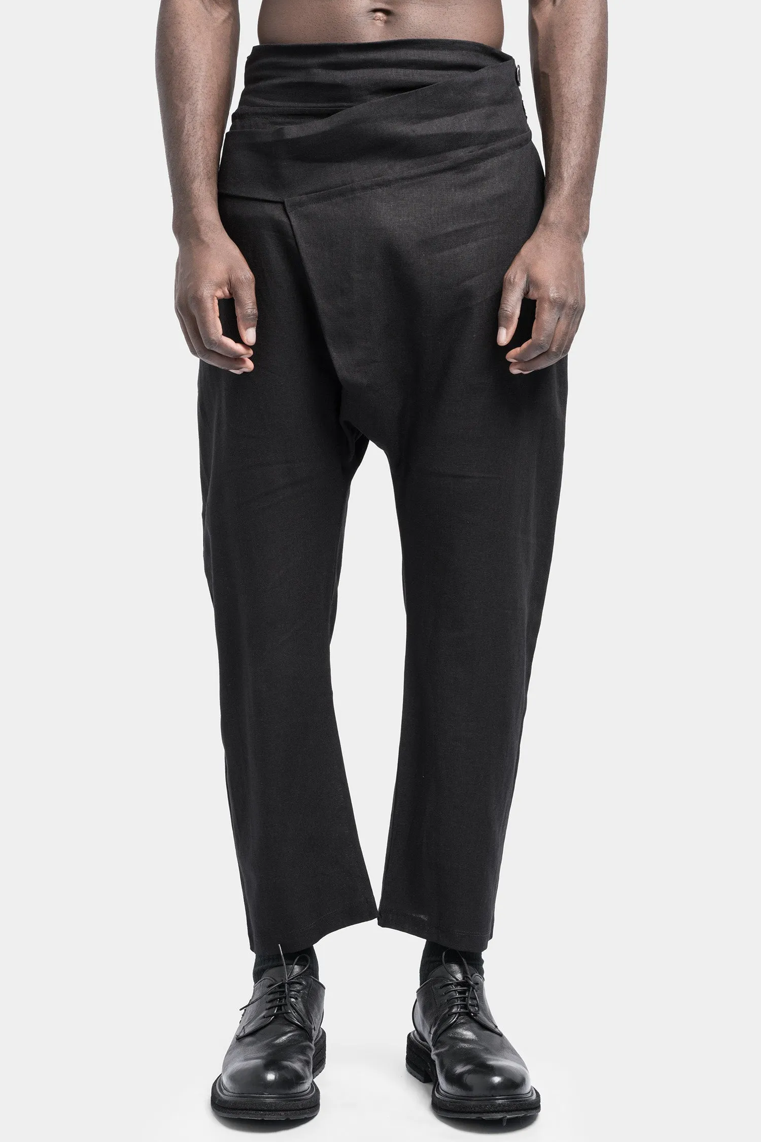 Linen blend crossover pants