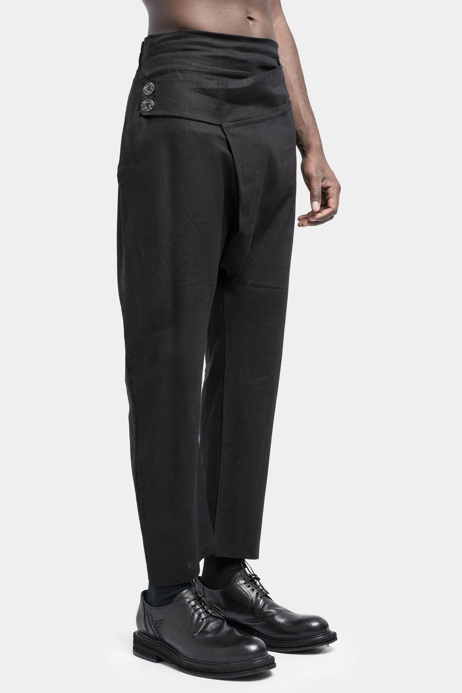 Linen blend crossover pants