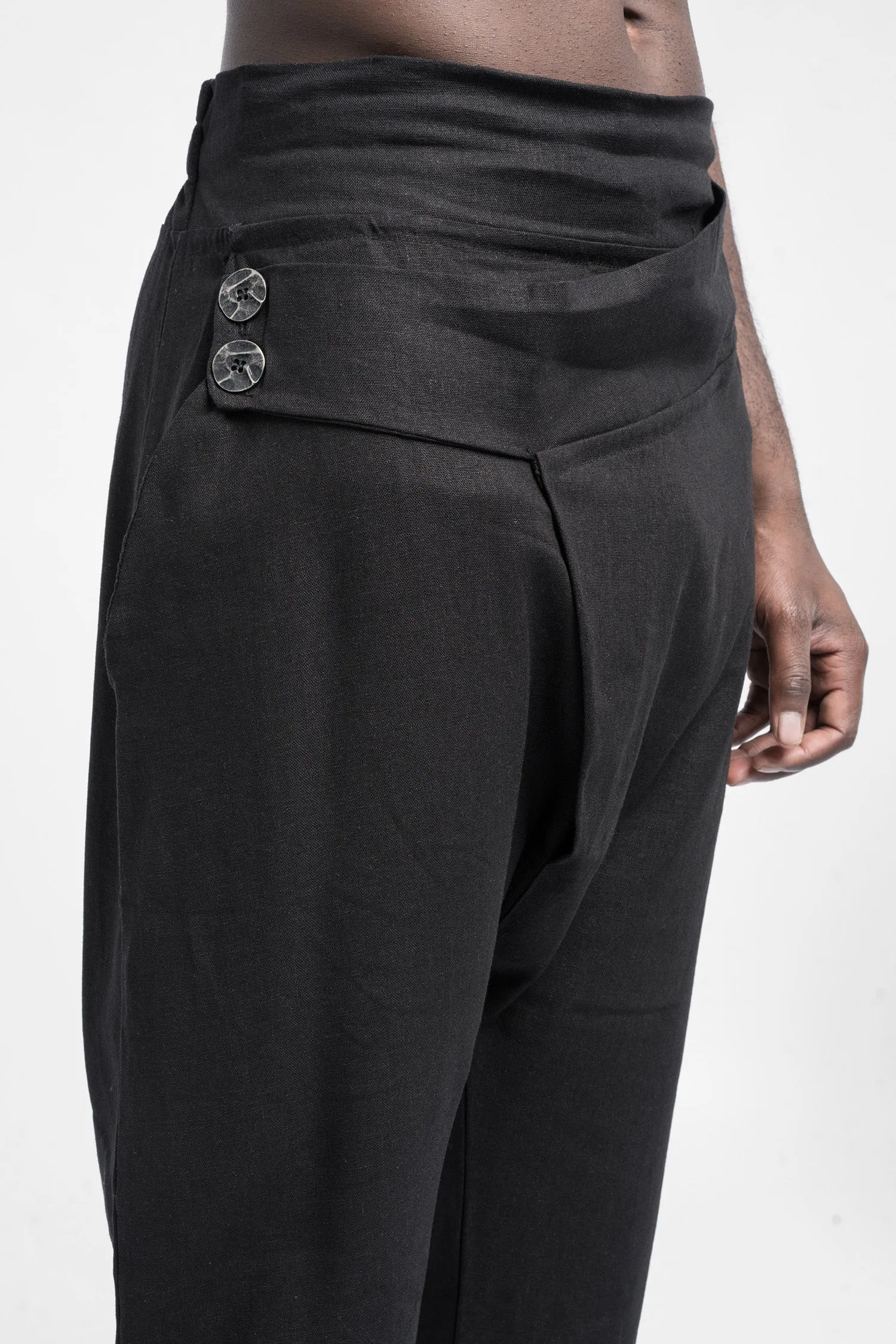 Linen blend crossover pants