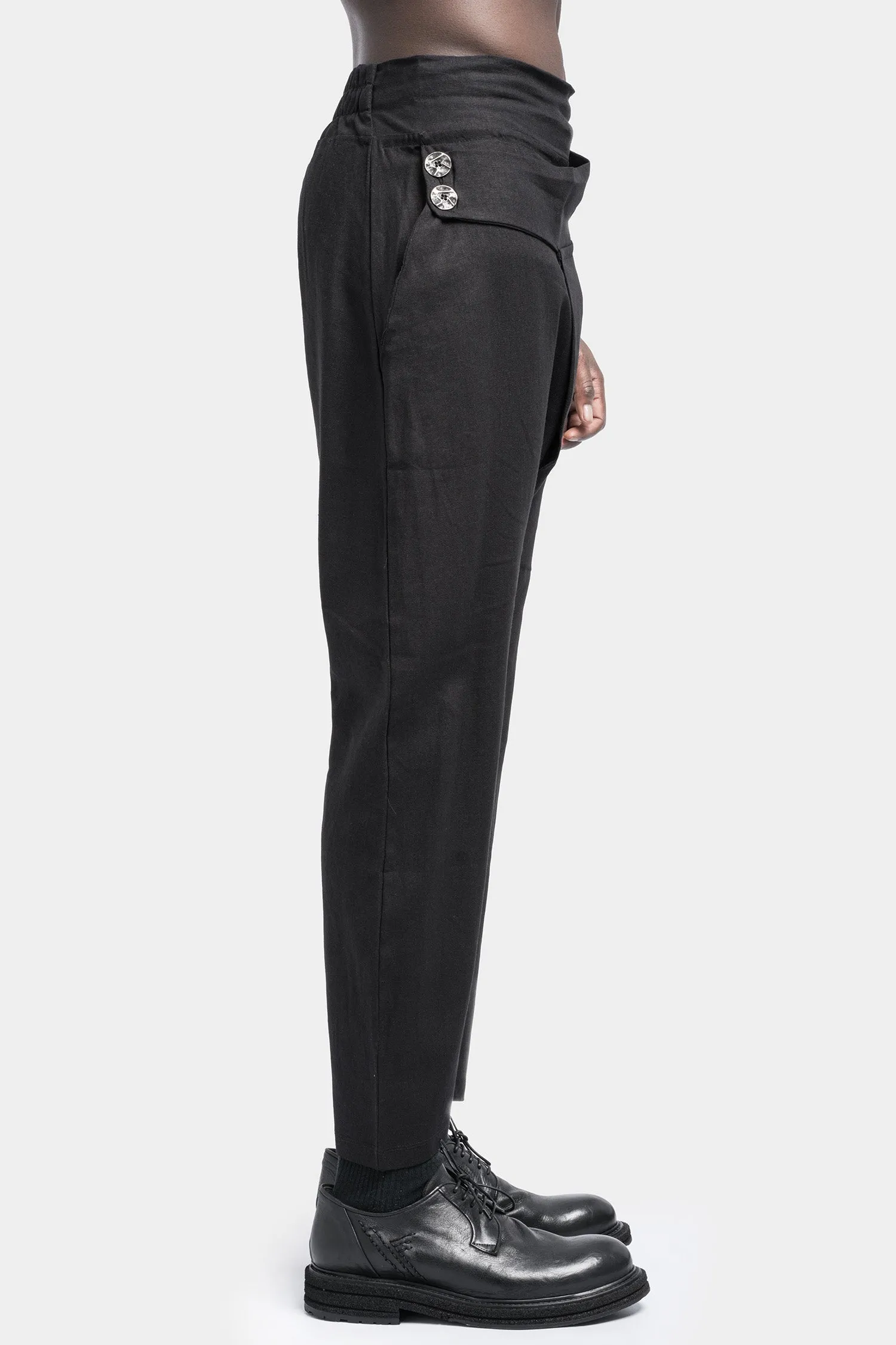 Linen blend crossover pants