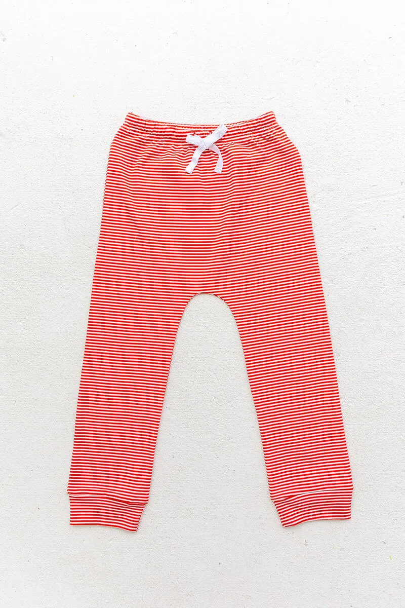 Little Paper Boat - Red Striped Knit Pants