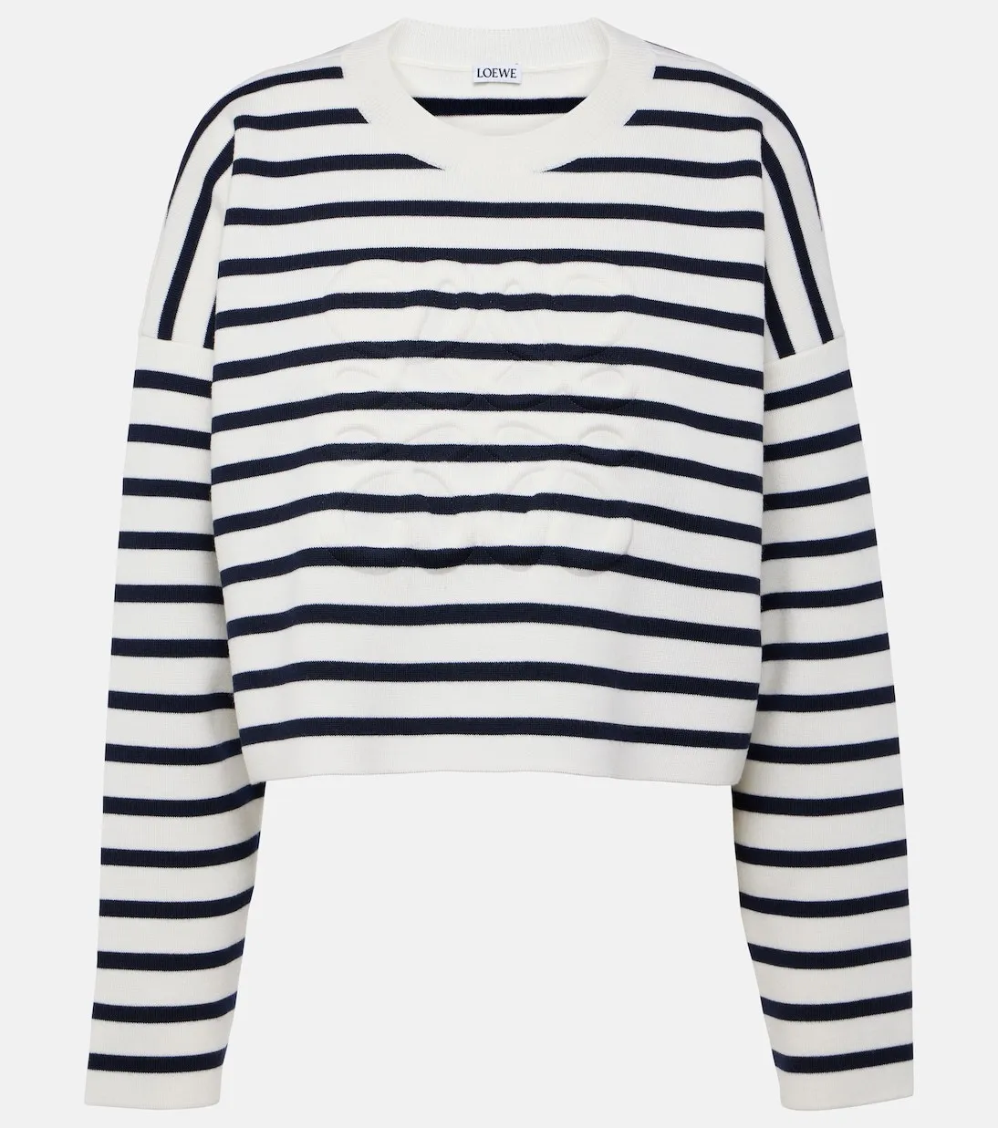 LOEWE | Crew Neck Striped Long Sleeve Cotton Logo