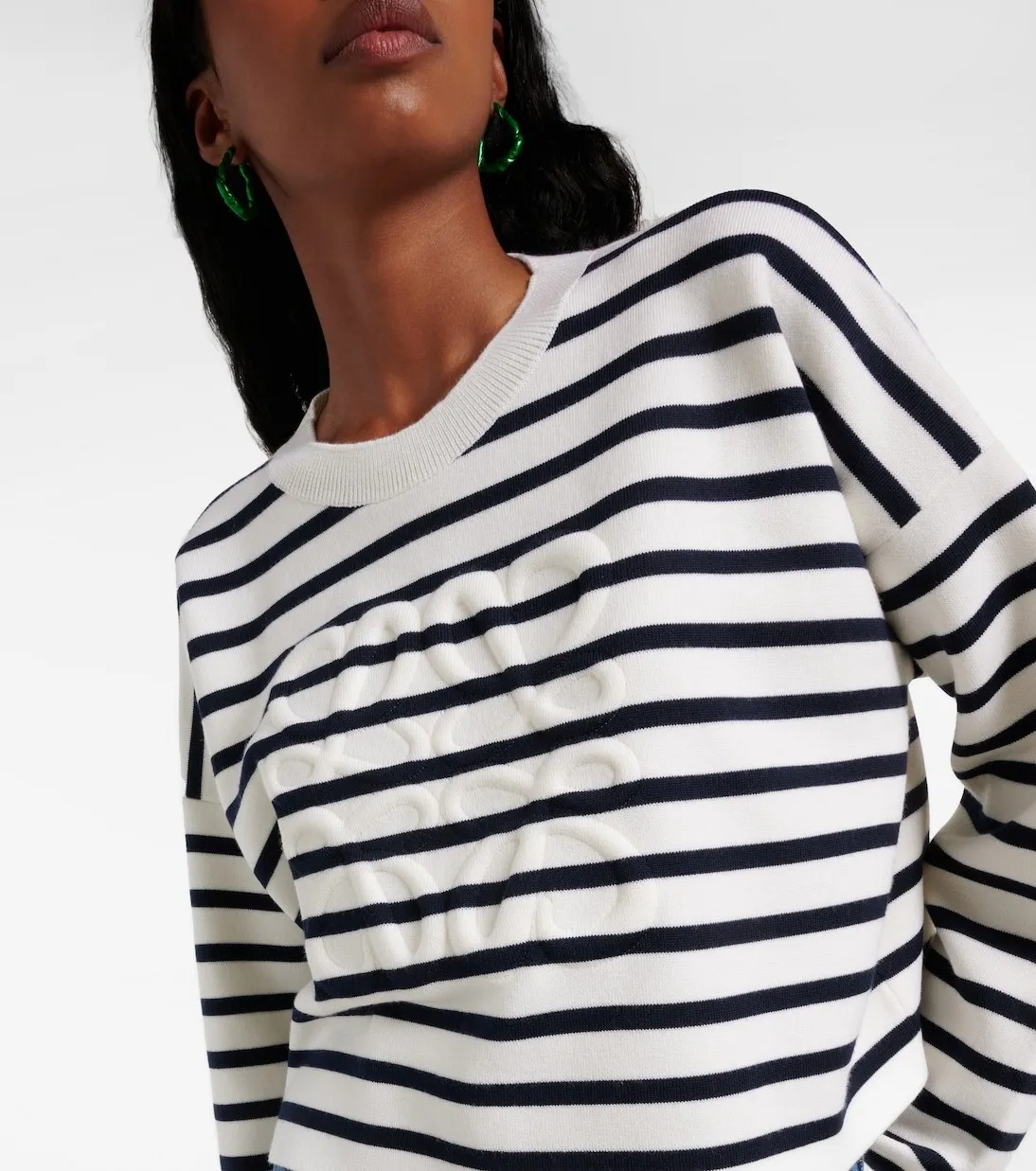 LOEWE | Crew Neck Striped Long Sleeve Cotton Logo