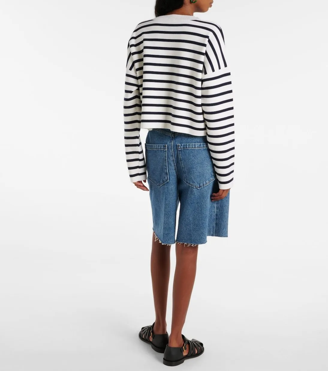 LOEWE | Crew Neck Striped Long Sleeve Cotton Logo