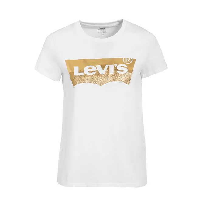 logo gold t-shirt woman white