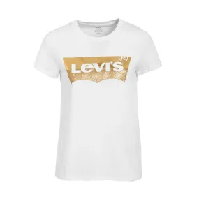 logo gold t-shirt woman white