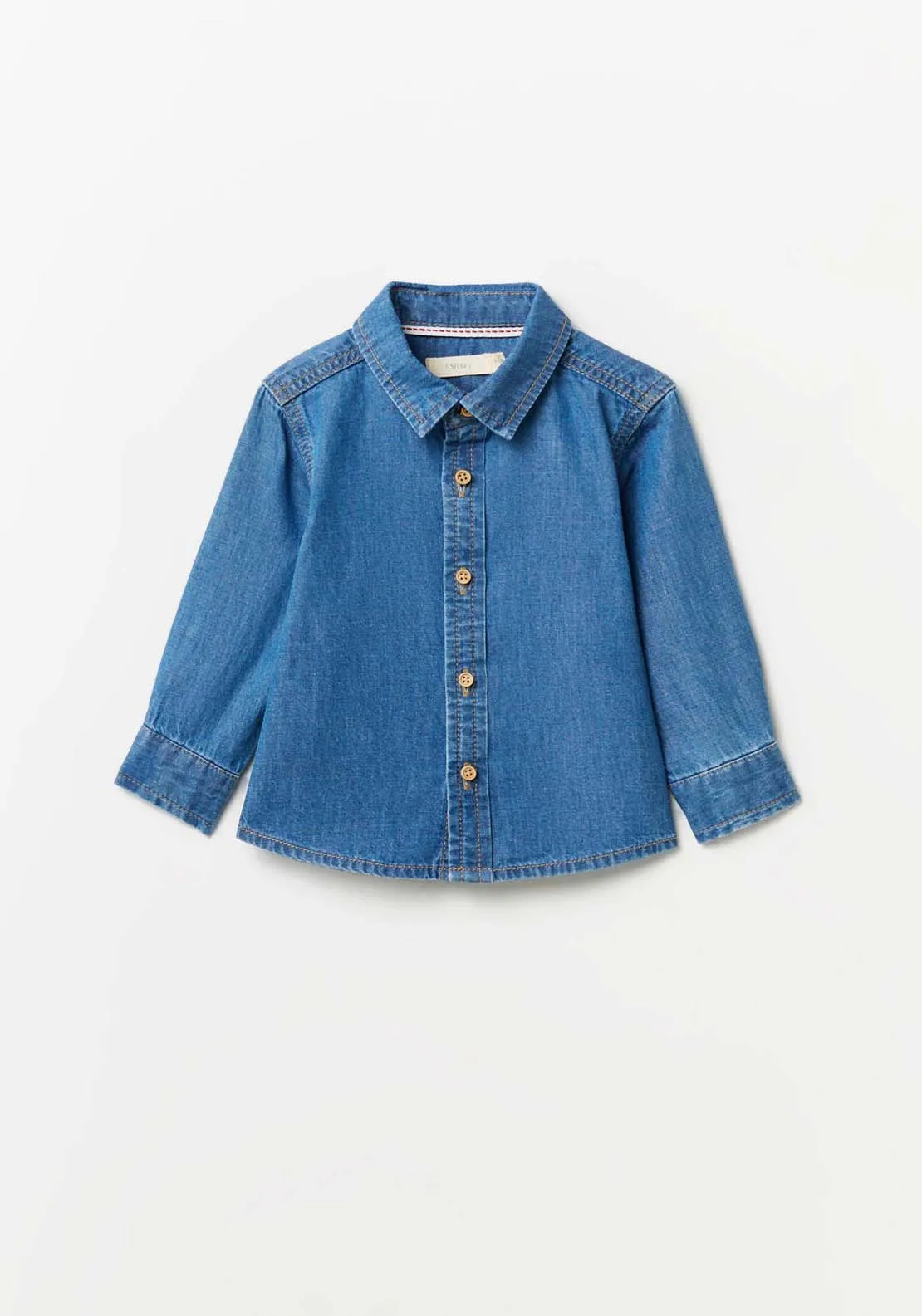 Long Sleeve Blue Denim Shirt