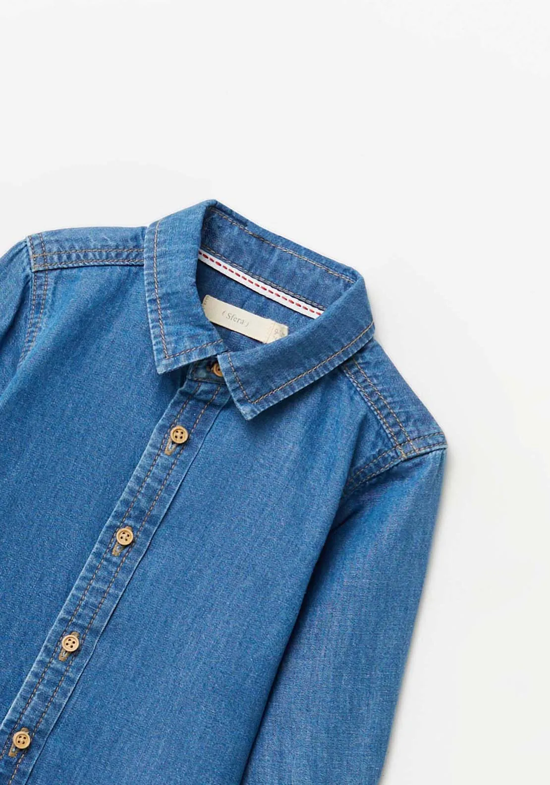 Long Sleeve Blue Denim Shirt