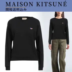 Maison Kitsune Crew Neck Long Sleeves Plain Cotton Logo