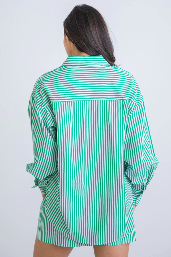 Masters Green Stripe Poplin Short Set