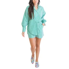 Masters Green Stripe Poplin Short Set