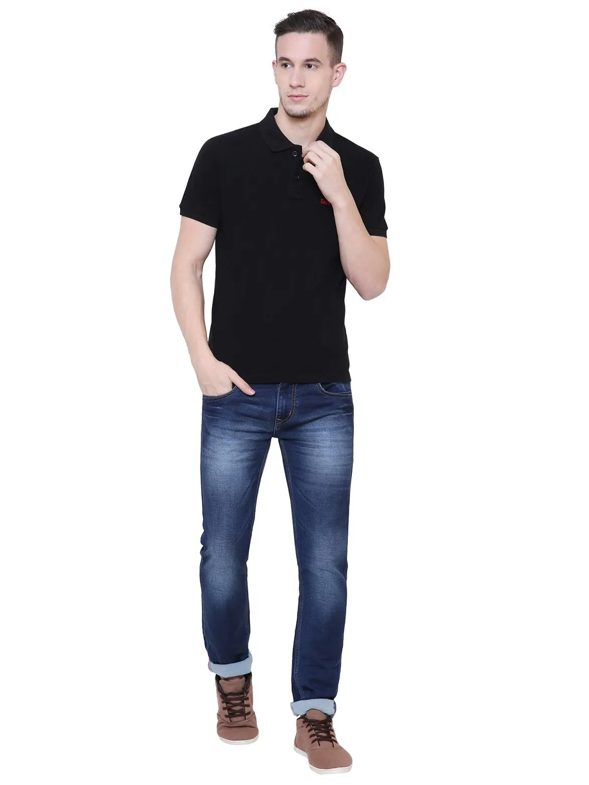 Men's Black Polo Collar T-Shirt by SeeandWear