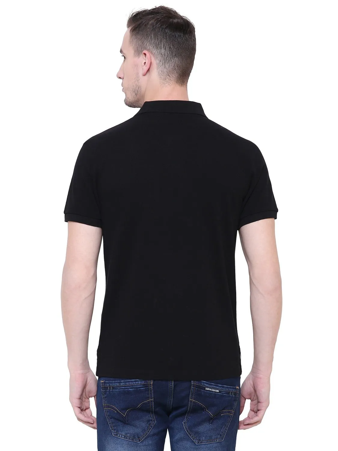 Men's Black Polo Collar T-Shirt by SeeandWear