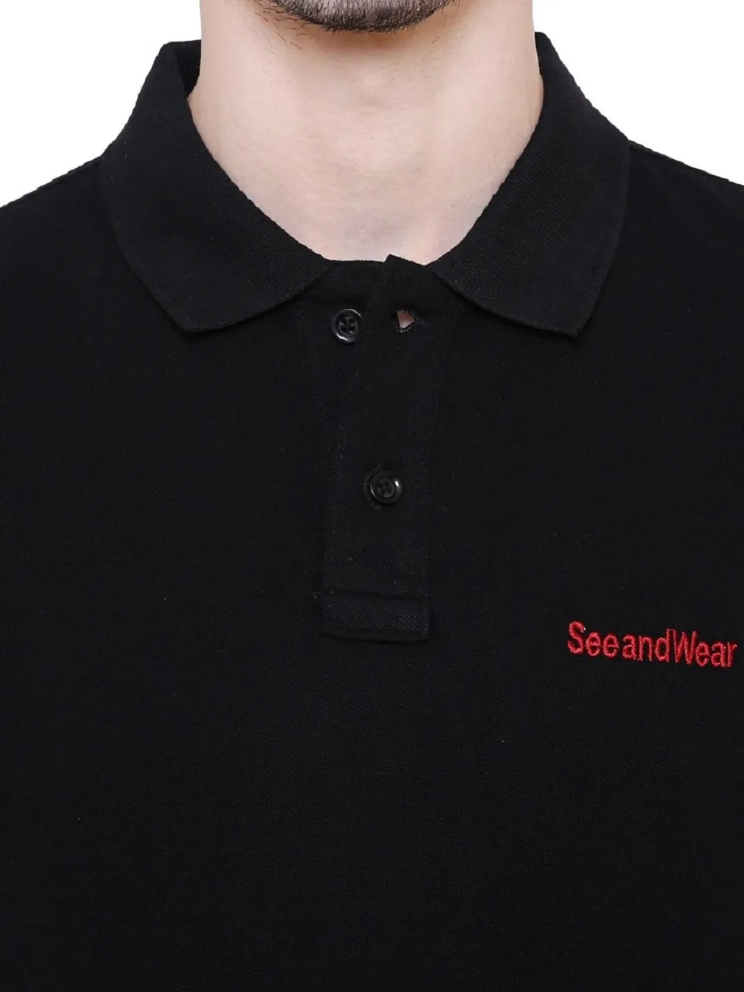 Men's Black Polo Collar T-Shirt by SeeandWear