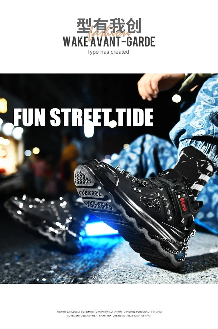 Men's Breathable Running Shoes with Thick Soles and Cross-tied Design