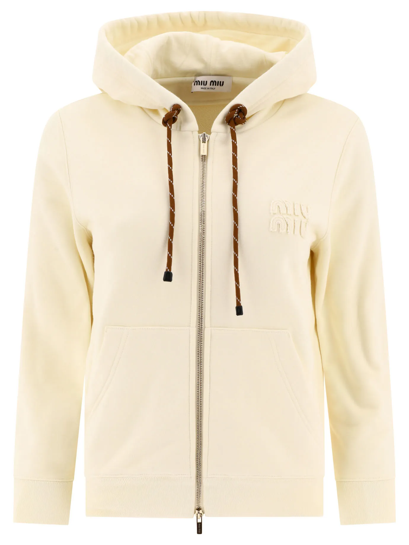 MiuMiu Long Sleeves Cotton Logo Hoodies & Sweatshirts | Street Style