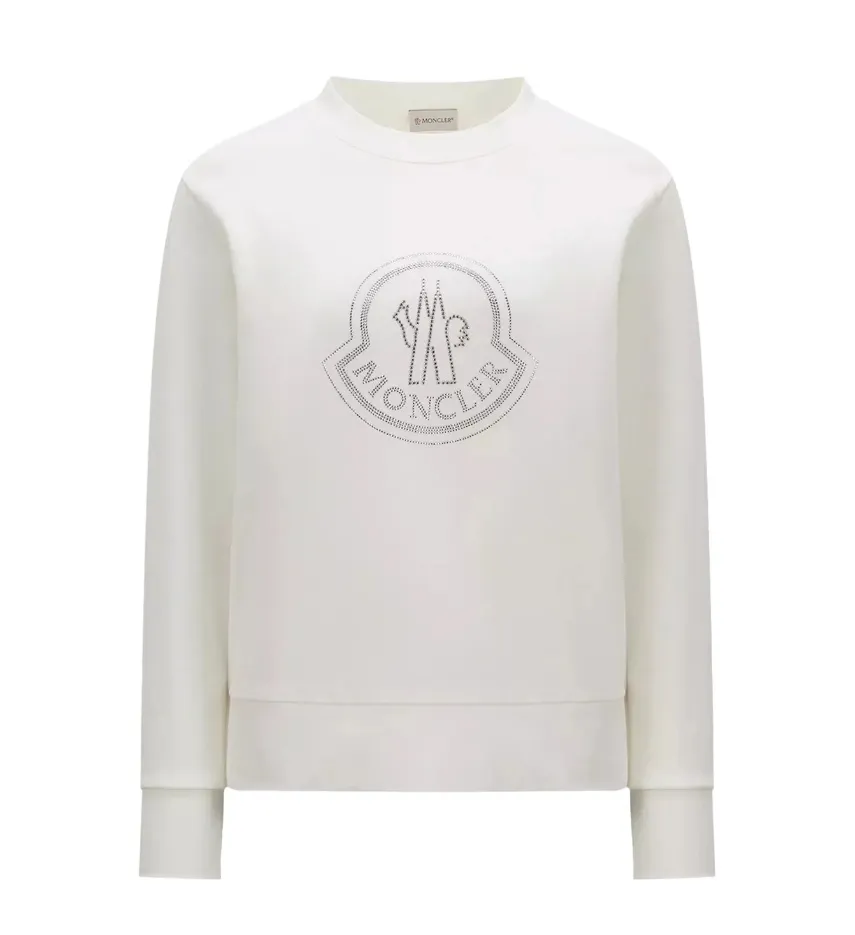 MONCLER crew neck plain cotton logo street style long sleeves for men's.