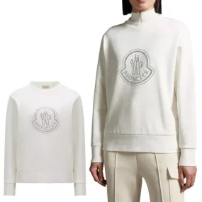 MONCLER crew neck plain cotton logo street style long sleeves for men's.