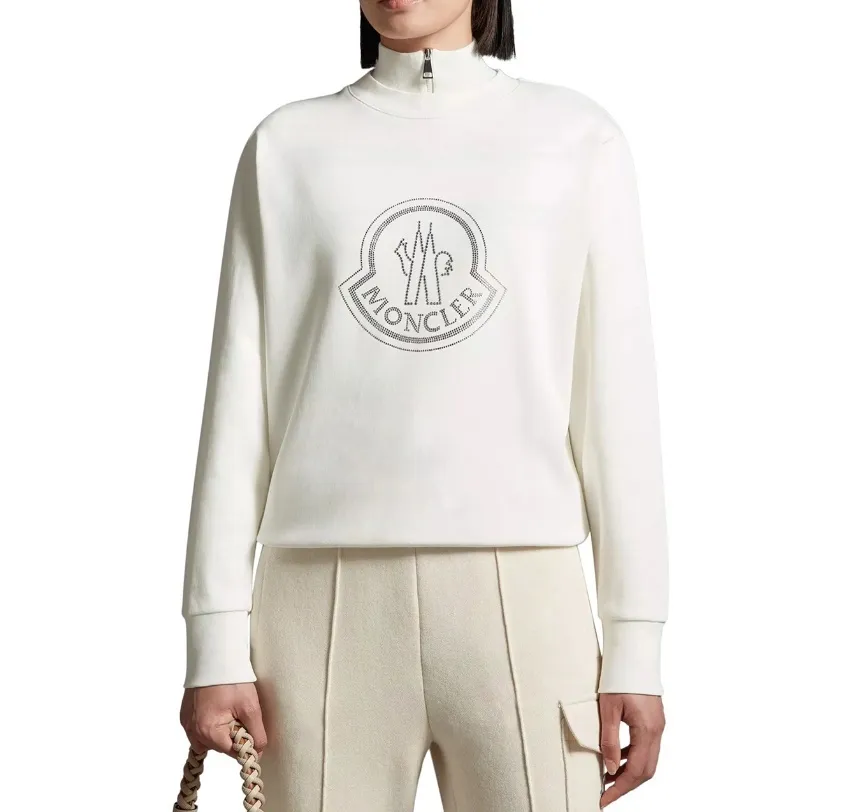 MONCLER crew neck plain cotton logo street style long sleeves for men's.