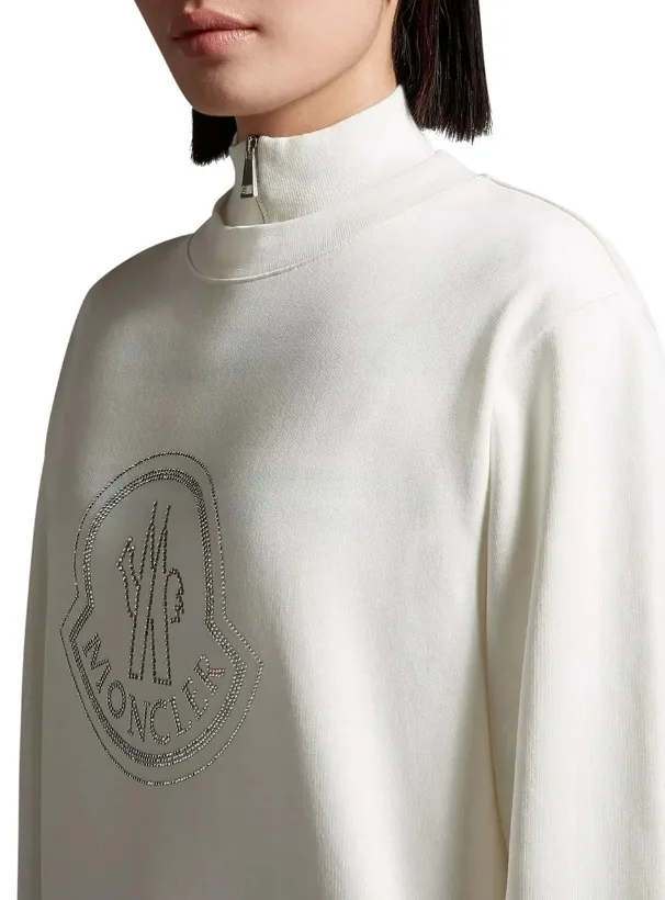 MONCLER crew neck plain cotton logo street style long sleeves for men's.