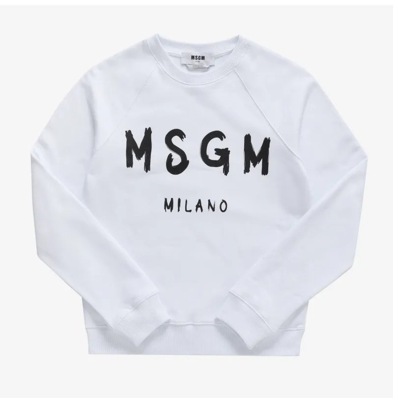 MSGM Crew Neck Long Sleeves Plain Cotton Logo - Street Style Collection