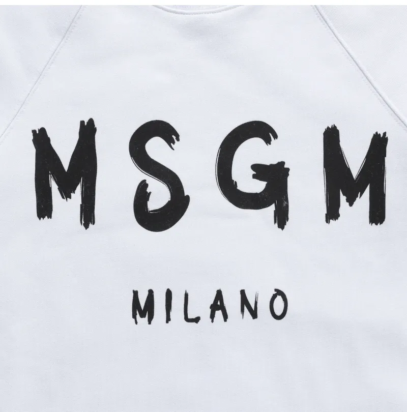 MSGM Crew Neck Long Sleeves Plain Cotton Logo - Street Style Collection