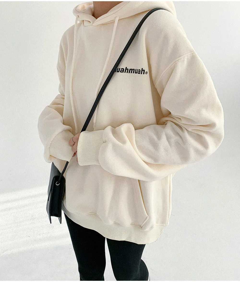 muahmuah | Street Style Long Sleeves Plain Cotton Oversized Logo - Best Deals and Discounts. Shop Now!