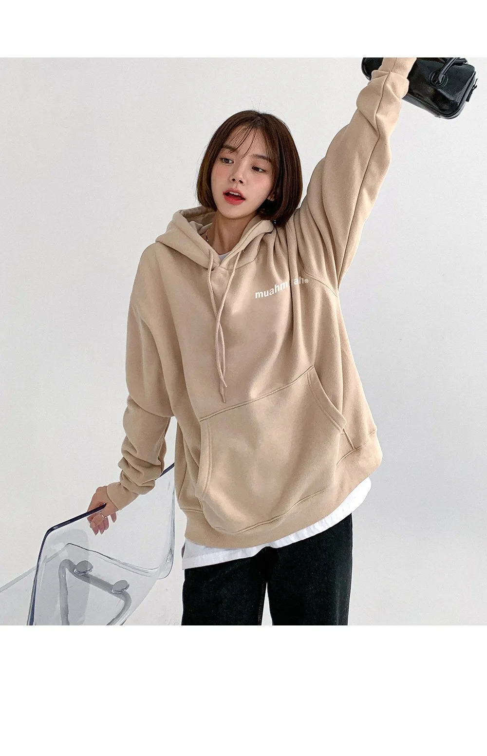 muahmuah | Street Style Long Sleeves Plain Cotton Oversized Logo - Best Deals and Discounts. Shop Now!