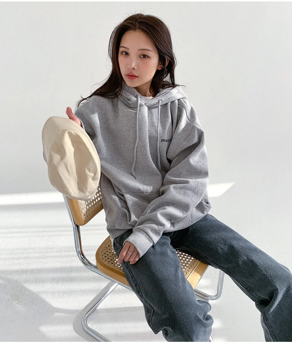 muahmuah | Street Style Long Sleeves Plain Cotton Oversized Logo - Best Deals and Discounts. Shop Now!