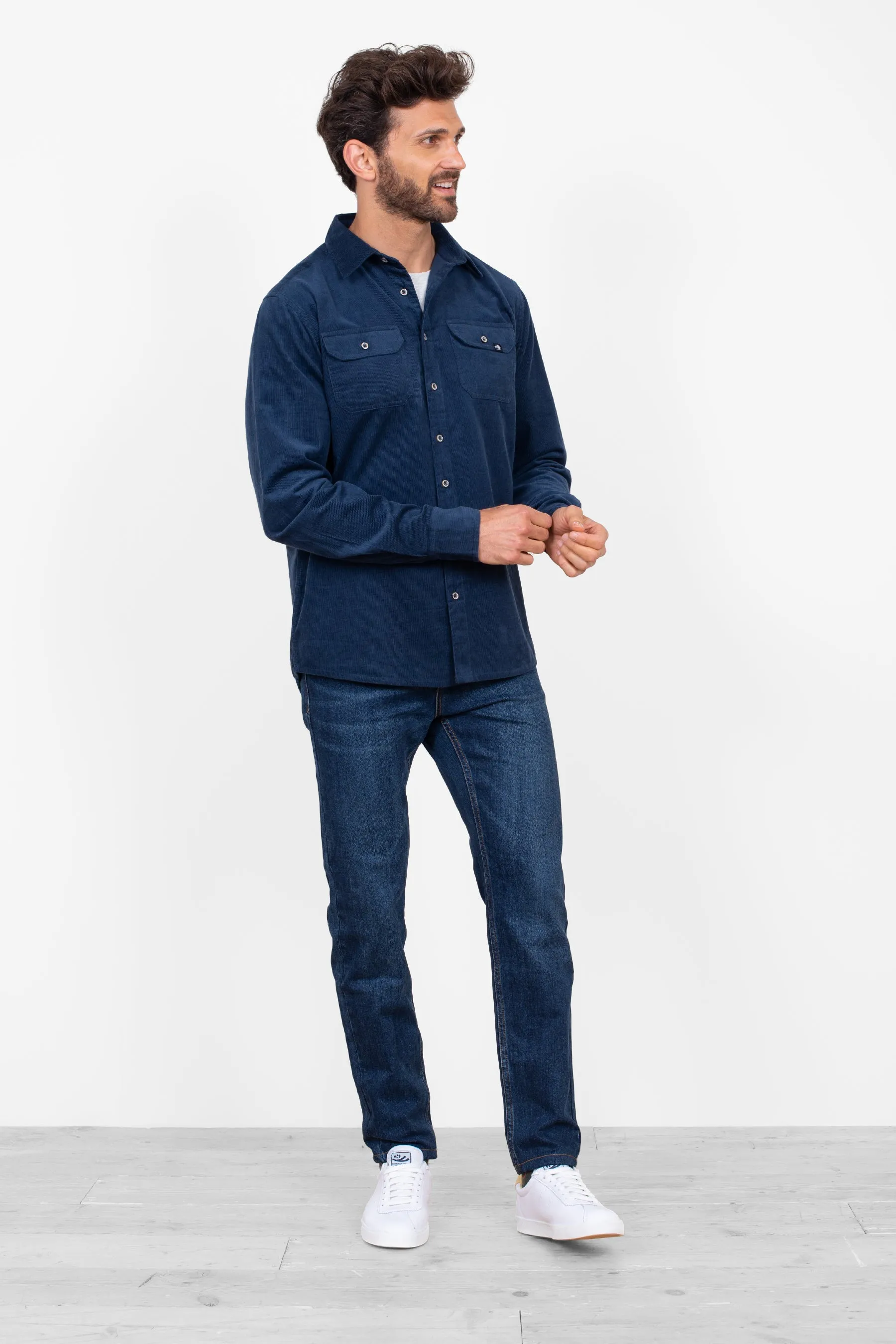 Navy Blue Corduroy Shirt