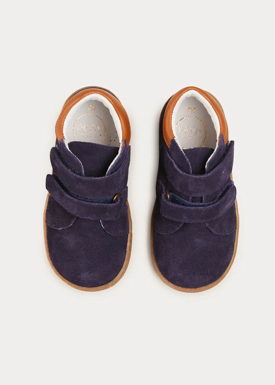 Navy Blue Suede Sneakers for Kids (Size Range: 24-30EU)