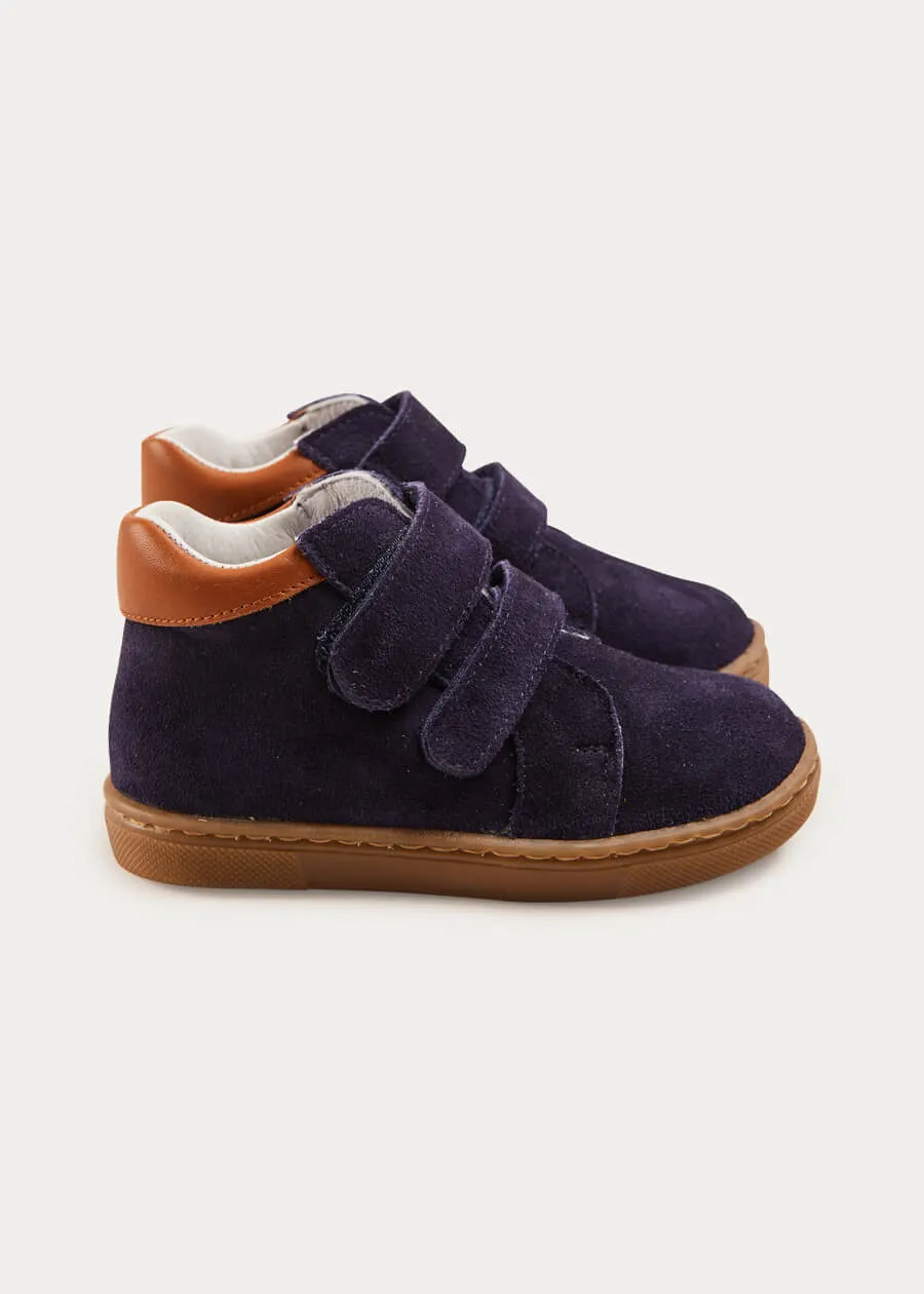 Navy Blue Suede Sneakers for Kids (Size Range: 24-30EU)