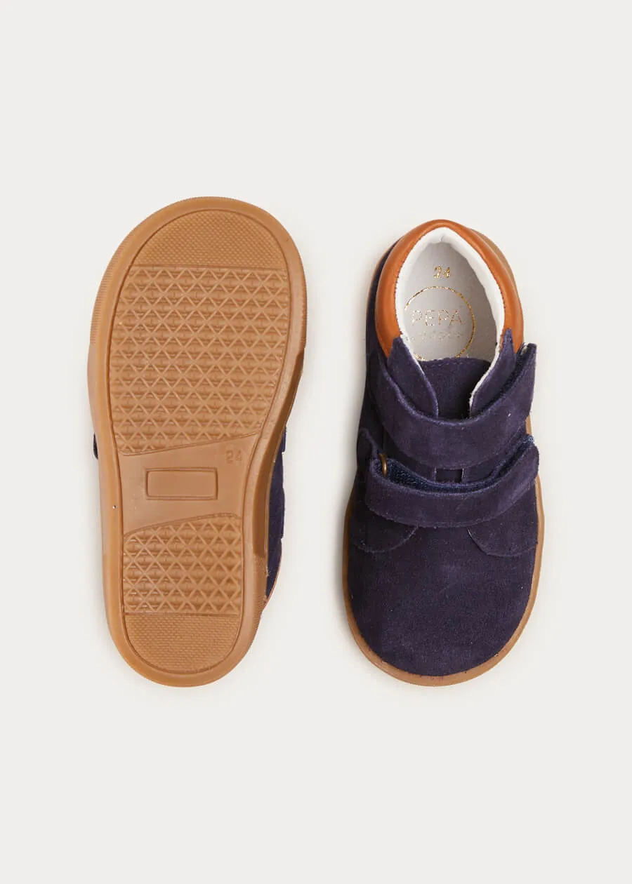 Navy Blue Suede Sneakers for Kids (Size Range: 24-30EU)