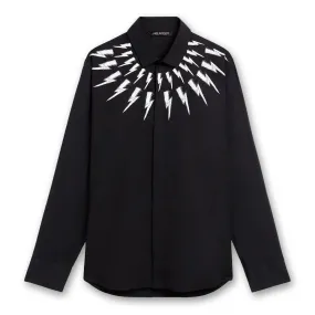 Neil Barrett black Fair-Isle Thunderbolt Shirt