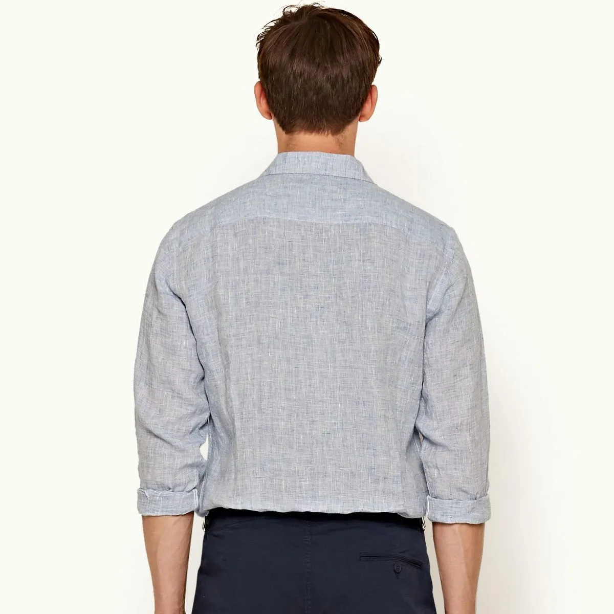 Orlebar Brown - Giles Linen Shirt, Navy/White - Shop Now