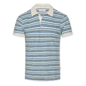 Orlebar Brown Jarrett Montauk Stripe Mineral/Navy Polo Shirt