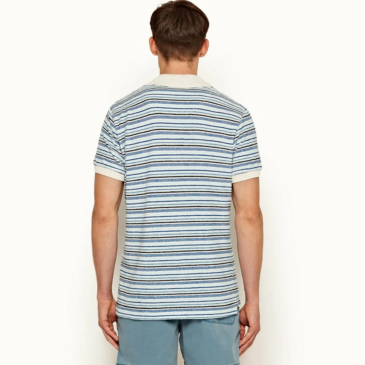 Orlebar Brown Jarrett Montauk Stripe Mineral/Navy Polo Shirt