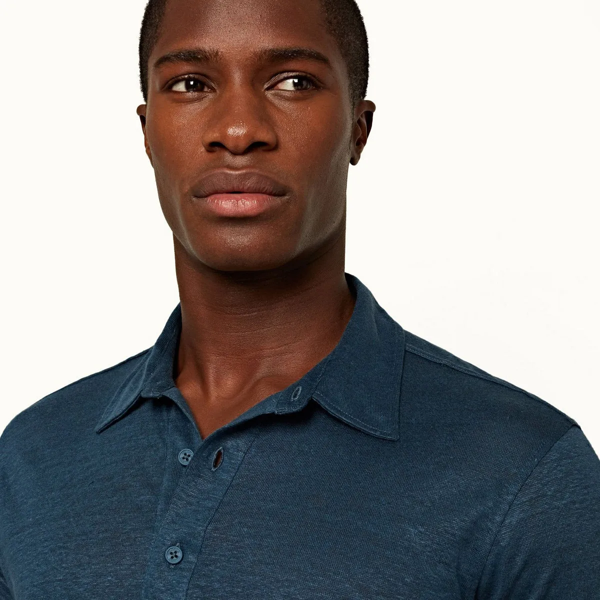 Orlebar Brown - Men's Sebastian Linen Tailored Shirt Blue Slate - Shop Now