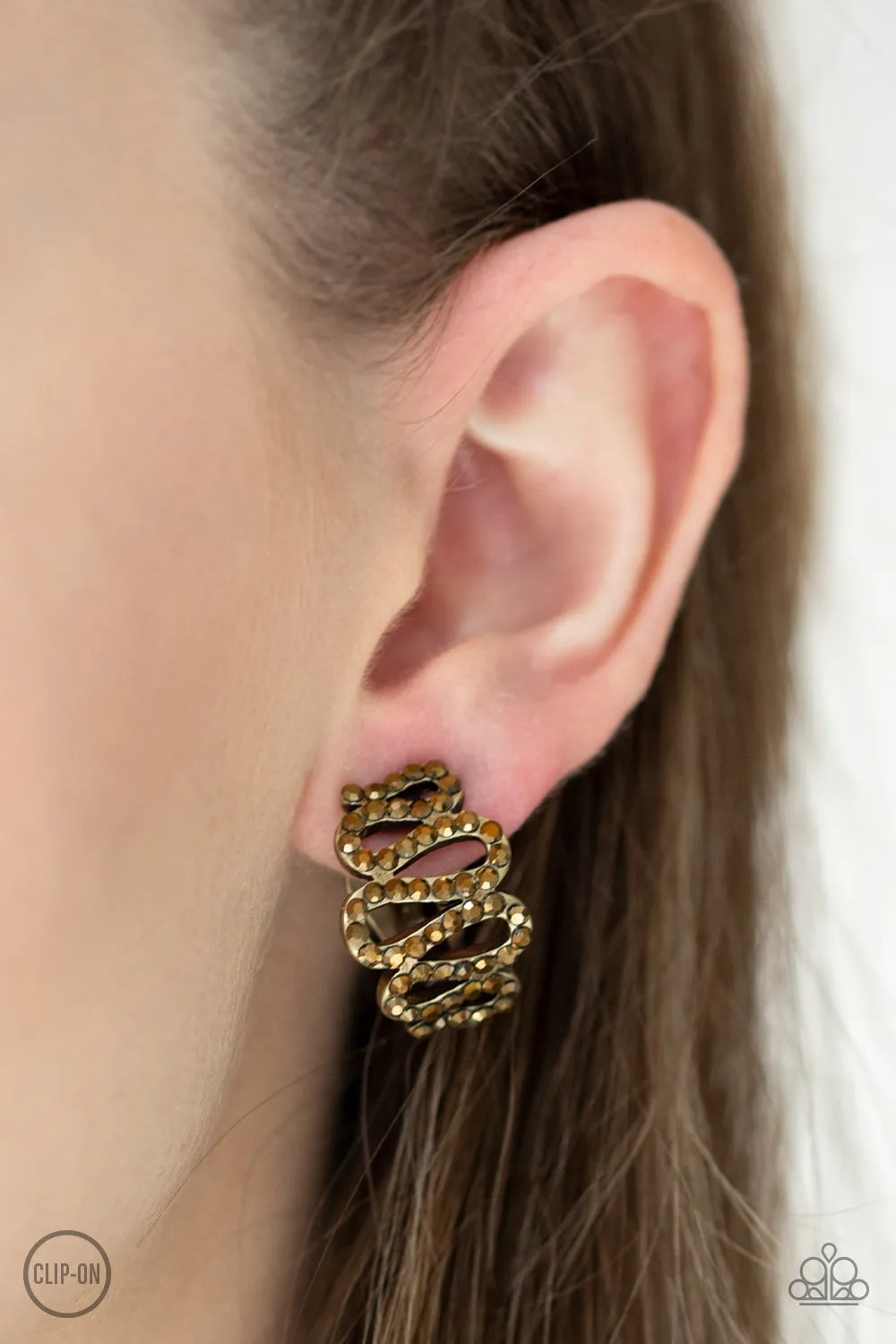 Paparazzi Brass Clip On Earrings: Idol Shine