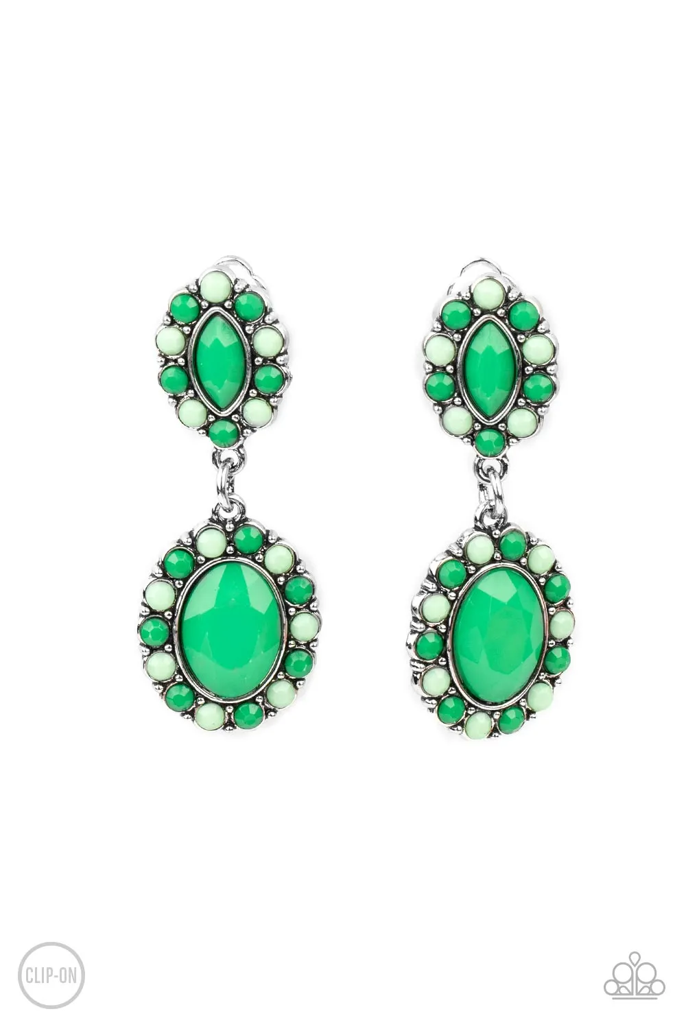 Paparazzi Green Clip-On Earrings - Positively Pampered Collection